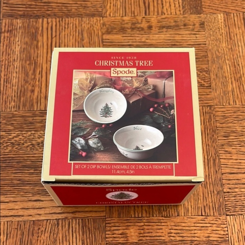 Spode Christmas tree set of 2 naughtyty nice dip bowls